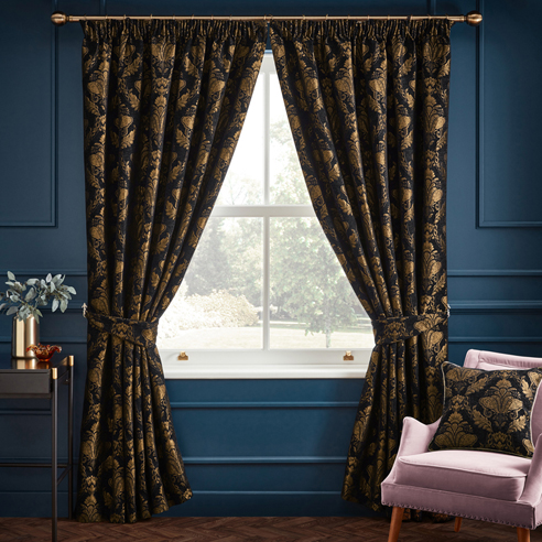 Shiraz Pencil Pleat, Black - Ready Made Curtains - Image 3